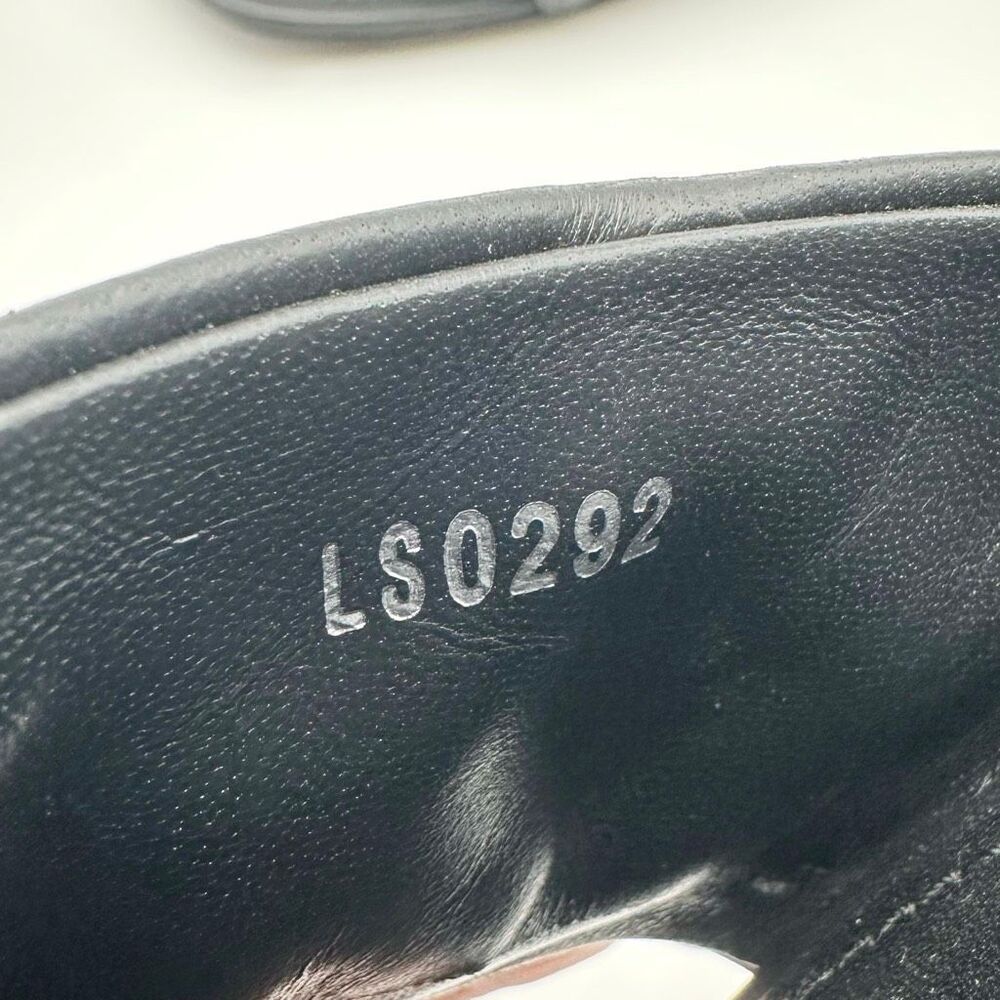 LOUIS VUITTON Embossed Monogram Revival Flat Mules Size 37 Black Logo Slides - Picture 7 of 12